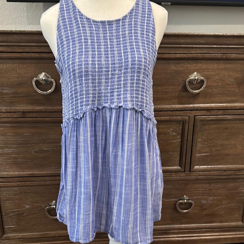 Blue Sleeveless Textured Top maternity